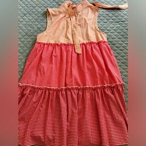 English Factory gingham color block tiered sleeveless dress